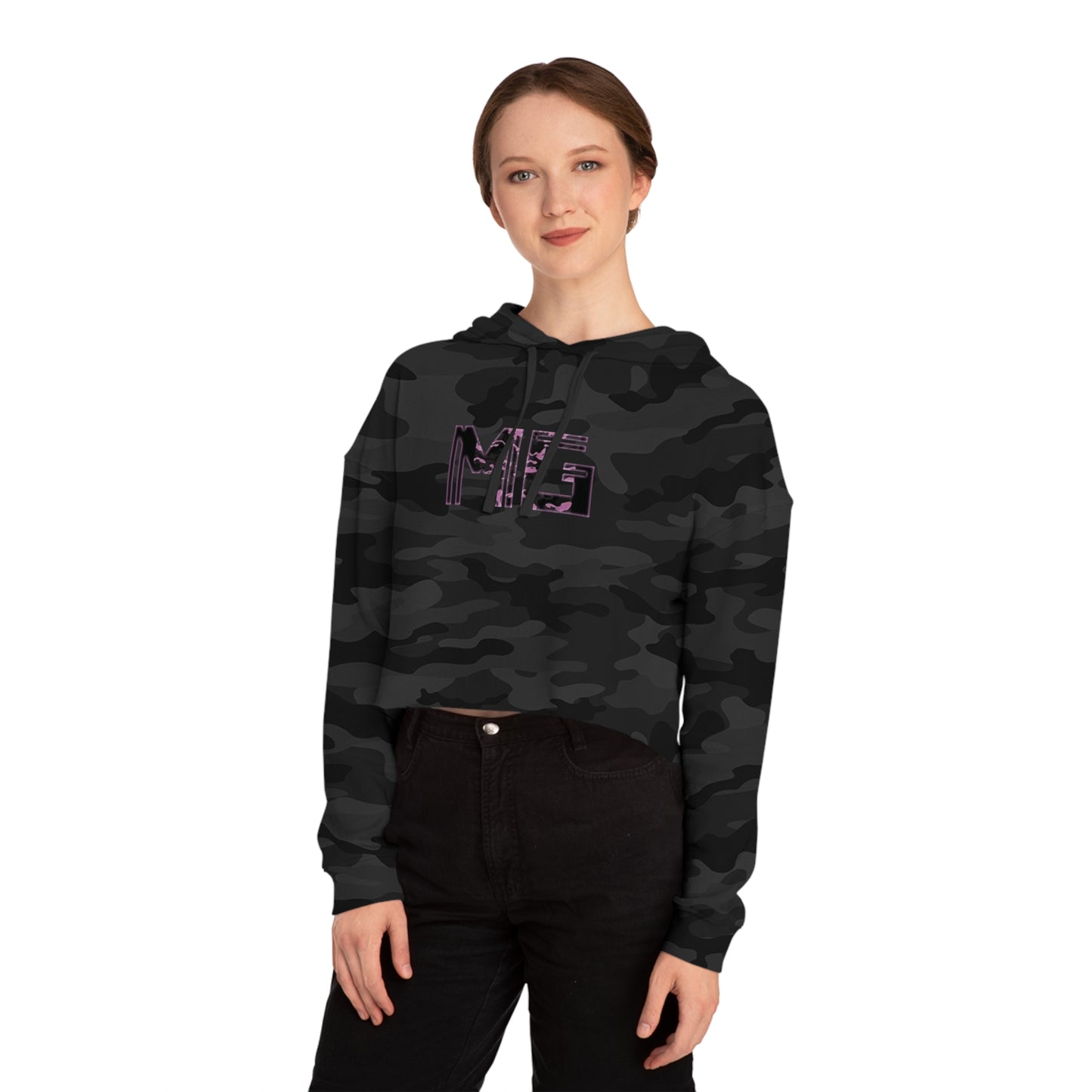 Women's (BP Camo) Neva Stop Trying Crop Hoodie