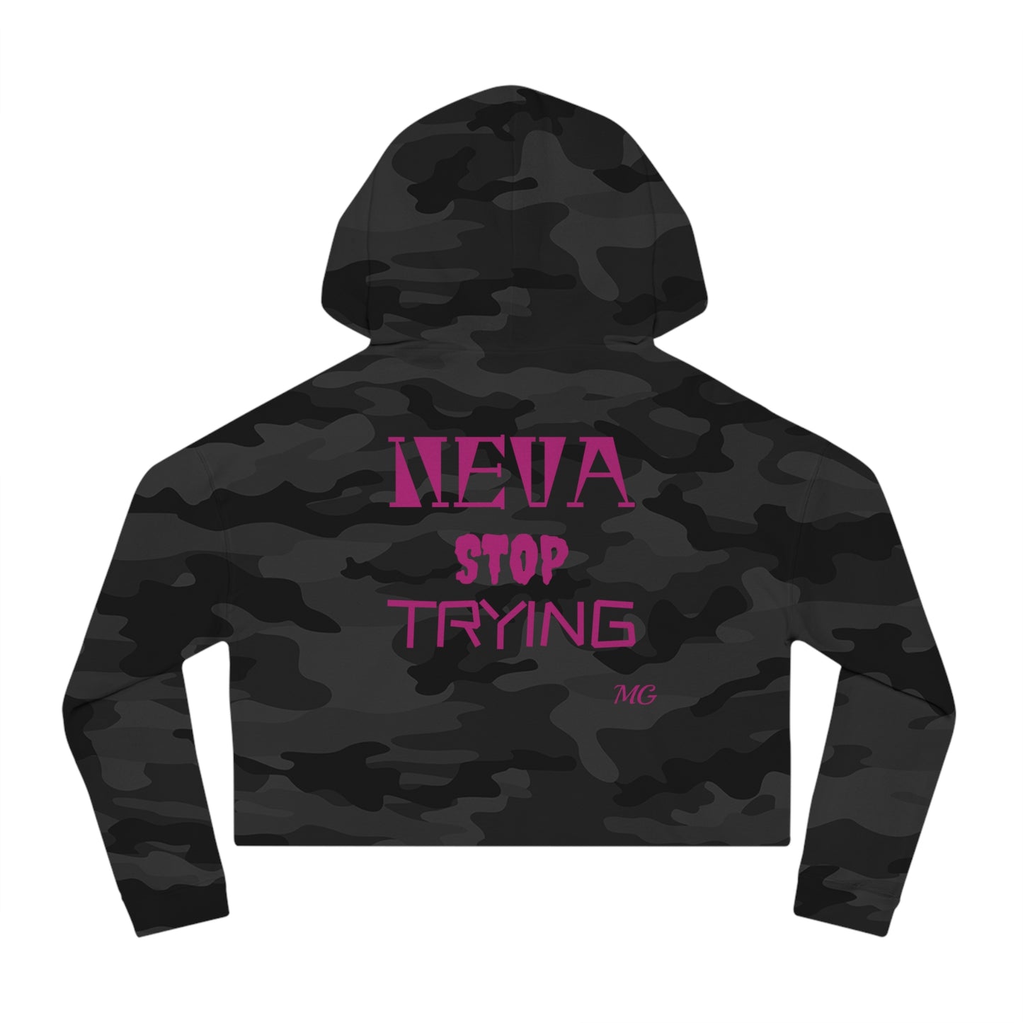 Women's (BP Camo) Neva Stop Trying Crop Hoodie